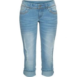 Rybaczki dżinsowe bonprix jasnoniebieski "bleached". Niebieskie jeansy damskie bonprix, bez wzorów, z jeansu. Za 119,99 zł.
