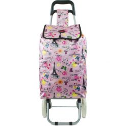 Shopper bag damskie: Torba „Oural” w kolorze jasnoróżowym ze wzorem na zakupy – 35 x 92 x 28 cm