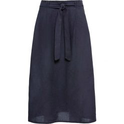 Spódnica lniana z wiązanym paskiem bonprix indygo. Niebieskie spódniczki damskie bonprix, bez wzorów. Za 54,99 zł.