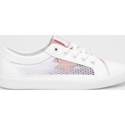 Big Star - Tenisówki. Białe trampki i tenisówki damskie BIG STAR, bez wzorów, ze skóry, bez zapięcia. W wyprzedaży za 69,90 zł.