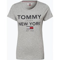 Tommy Jeans - T-shirt damski, szary. Szare t-shirty damskie Tommy Jeans, xs, z nadrukiem, z jeansu, bez kołnierzyka. Za 119,95 zł.