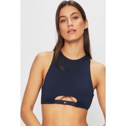 Tommy Hilfiger - Biustonosz kąpielowy. Niebieskie stroje kąpielowe damskie TOMMY HILFIGER, l, bez wzorów, z elastanu. W wyprzedaży za 159,90 zł.