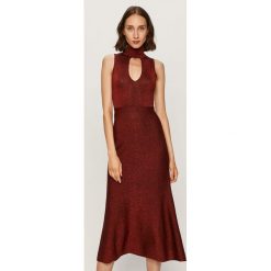 Pinko - Sukienka. Brązowe sukienki damskie Pinko, s, bez wzorów, z poliesteru, z golfem, bez rękawów, midi, rozkloszowane. Za 999,90 zł.