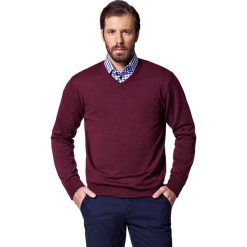 Sweter Robin Bordowy. Czerwone swetry męskie LANCERTO, na wiosnę, s, bez wzorów, z bawełny, klasyczne. W wyprzedaży za 149,90 zł.
