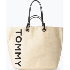 Tommy Hilfiger - Damska torba shopper, beżowy. Brązowe torby damskie na zakupy TOMMY HILFIGER, z napisami, ze skóry, bez dodatków. Za 199,95 zł.