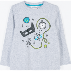 Koszulka. Szare t-shirty chłopięce SUPER HERO, z aplikacjami, z długim rękawem. Za 45,90 zł.