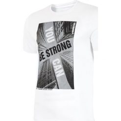 T-shirt męski TSM022 - biały. Białe koszulki męskie 4f, na lato, m, z nadrukiem, z bawełny, bez kołnierzyka, z krótkim rękawem, krótkie. W wyprzedaży za 49,99 zł.