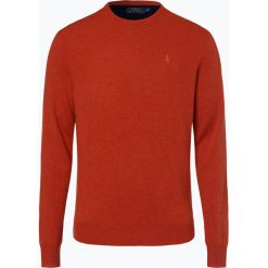 Polo Ralph Lauren - Męski sweter z wełny merino, pomarańczowy. Pomarańczowe swetry klasyczne męskie marki Polo Ralph Lauren, s, z haftami, z wełny, eleganckie, polo. Za 499,95 zł.