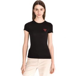 Guess Pop Koszulka Czarny. Czarne koszulki damskie Guess, l, z nadrukiem, z bawełny. Za 130,95 zł.