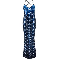 Sukienka maxi z nadrukiem bonprix niebiesko-czarny wzorzysty. Niebieskie sukienki damskie bonprix, z nadrukiem, z elastanu, bez kołnierzyka, bez rękawów, maxi. Za 134,99 zł.
