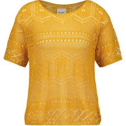 Sweter w kolorze musztardowym. Żółte swetry damskie Taifun, xl, z aplikacjami, bez rękawów, bez kaptura. W wyprzedaży za 149,95 zł.