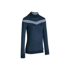 Sweter MID WARM 100. Niebieskie swetry klasyczne damskie marki WED'ZE, m, z materiału, ze stójką. W wyprzedaży za 39,99 zł.
