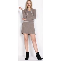 Ciemnobeżowa Sukienka Basis. Brązowe sukienki hiszpanki Born2be, l, mini. Za 34,99 zł.