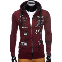 Bluzy męskie: BLUZA MĘSKA ROZPINANA Z KAPTUREM B806 - BORDOWA
