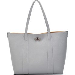 Torebki klasyczne damskie: Skórzana torebka w kolorze szarym – 33 x 42 x 14 cm