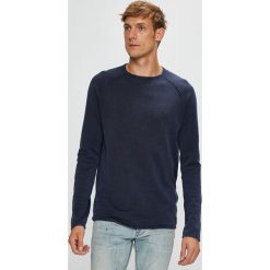 Tom Tailor Denim - Sweter. Niebieskie swetry męskie TOM TAILOR DENIM, s, bez wzorów, z bawełny, z okrągłym kołnierzem, bez kaptura. W wyprzedaży za 89,90 zł.