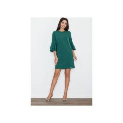 Sukienka M564 Zielona. Zielone sukienki damskie FIGL, na imprezę, s, bez wzorów, eleganckie, z falbankami, bez rękawów. Za 159,00 zł.