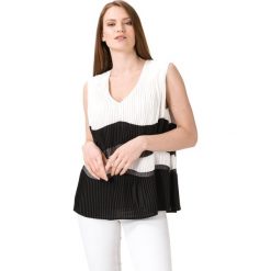 Trussardi Jeans Top Czarny Biały. Czarne bluzki damskie Trussardi Jeans, s, w paski, z poliesteru, bez kołnierzyka, bez rękawów. Za 697,95 zł.