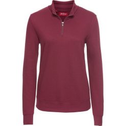 Bluza z zamkiem, długi rękaw bonprix purpurowy. Fioletowe bluzy damskie bonprix, bez wzorów, z długim rękawem, długie, bez kaptura. Za 54,99 zł.