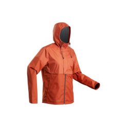 Kurtka turystyczna NH500 WTP męska. Pomarańczowe kurtki męskie QUECHUA, s, bez wzorów, z poliesteru, bez kaptura. Za 129,99 zł.