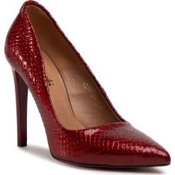 Szpilki R.POLAŃSKI - 1040 Bordo Crocco. Czerwone półbuty damskie R.Polański, bez wzorów, ze skóry, bez obcasa, na obcasie, bez zapięcia. Za 269,00 zł.