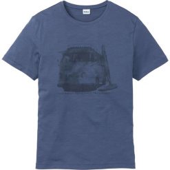 T-shirt z przędzy fantazyjnej bonprix indygo. Niebieskie koszulki męskie bonprix, s, bez wzorów, z okrągłym kołnierzem. Za 34,99 zł.