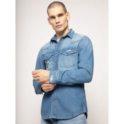Koszula Pepe Jeans Noah PM306170. Niebieskie koszule męskie Pepe Jeans, m, bez wzorów, z bawełny, casualowe, bez kołnierzyka, bez rękawów. W wyprzedaży za 239,00 zł.