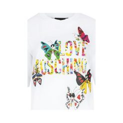 Sukienka Love Moschino. Białe kombinezony damskie Love Moschino, bez wzorów, z bawełny, z włoskim kołnierzykiem, bez rękawów. Za 689,00 zł.
