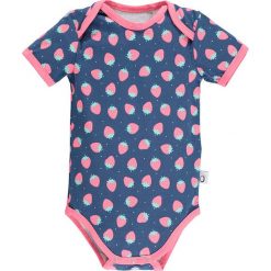 Body w kolorze granatowo-różowym. Różowe body niemowlęce lamino, bez wzorów, z bawełny, bez rękawów. W wyprzedaży za 22,95 zł.
