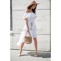Spódnica Roma White. Białe spódniczki damskie Modaforyou, s, w paski, z wiskozy, asymetryczne. Za 79,00 zł.