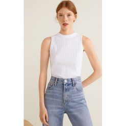 Mango - Top Canali. Szare topy damskie Mango, l, z bawełny, z okrągłym kołnierzem. Za 59,90 zł.