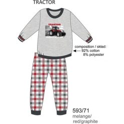 Odzież dziecięca: Piżama chłopięca DR 593/71 Tractor Melanż szara r. 128