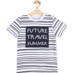 Koszulka. Białe t-shirty chłopięce marki BASIC BOY, w paski, z bawełny, z długim rękawem. Za 24,90 zł.