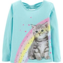 Bluza w kolorze turkusowym. Niebieskie bluzy niemowlęce Carter's, z nadrukiem, z bawełny, bez rękawów, bez kaptura. W wyprzedaży za 35,95 zł.