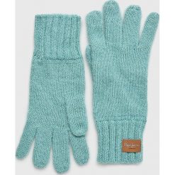 Pepe Jeans - Rękawiczki Eleanor. Zielone rękawiczki damskie marki Pepe Jeans, bez wzorów, z wełny. W wyprzedaży za 89,90 zł.