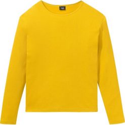 Shirt basic w prążek, długi rękaw bonprix żółty curry. Żółte koszulki męskie bonprix, s, bez wzorów, bez kołnierzyka, z długim rękawem, długie. Za 37,99 zł.