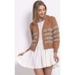 Kardigan F754. Białe swetry damskie Fobya, s, bez wzorów. Za 123,50 zł.