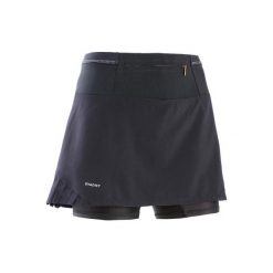 Spódnico - Spodenki Do Biegania Trail Czarno-Brązowe. Czarne spodenki sportowe damskie KALENJI, xs, bez wzorów, z elastanu, do biegania. Za 59,99 zł.