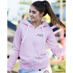 Bluza rozpinana BabyGirl. Czerwone bluzy niemowlęce Pakamera, z nadrukiem. Za 179,00 zł.