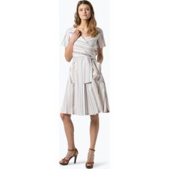 BOSS - Sukienka damska – Darap, niebieski. Niebieskie sukienki damskie Boss, bez wzorów, bez kołnierzyka, bez rękawów, kopertowe. Za 699,95 zł.