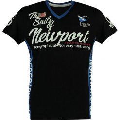 Koszulka "Jayport" w kolorze czarnym. Czarne koszulki męskie Geographical Norway Men, s, z nadrukiem, z bawełny, bez kołnierzyka, bez rękawów. W wyprzedaży za 55,95 zł.
