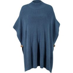 Poncho ze stójką bonprix indygo. Niebieskie żakiety damskie bonprix, bez wzorów. Za 99,99 zł.