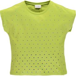 Mek - Top dziecięcy 122-170 cm. Żółte bluzki dziewczęce Mek, bez wzorów, z bawełny, z okrągłym kołnierzem, z krótkim rękawem, krótkie, bez kaptura. W wyprzedaży za 69,90 zł.