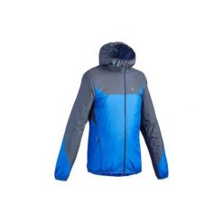 Kurtka turystyczna FH500 HELIUM Wind męska. Niebieskie kurtki męskie QUECHUA, s, bez wzorów, z elastanu, bez kaptura. Za 89,99 zł.