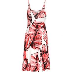 Sukienka bonprix biały z kolorowym nadrukiem. Białe sukienki damskie bonprix, na lato, z nadrukiem, bez kołnierzyka, bez rękawów. Za 69,99 zł.