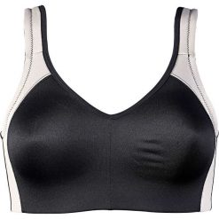 Biustonosz sportowy LEVEL 2 bonprix czarno-jasnoszary. Czarne biustonosze sportowe damskie bonprix, bez wzorów, z bawełny. Za 54,99 zł.
