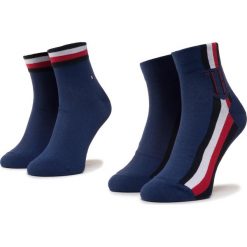 Zestaw 2 par wysokich skarpet unisex TOMMY HILFIGER - 320203001 Bright Blue 004. Niebieskie skarpetki męskie TOMMY HILFIGER, bez wzorów, z elastanu. Za 39,00 zł.