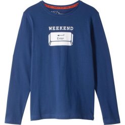 Shirt z długim rękawem bonprix niebieski z nadrukiem. Niebieskie t-shirty chłopięce bonprix, z nadrukiem, z długim rękawem. Za 24,99 zł.