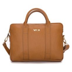 SKÓRZANA TORBA NA LAPTOPA DULCE BRĄZOWY SARAHI. Pomarańczowe torby na laptopa FeliceGold, w paski, z bawełny, eleganckie. Za 399,00 zł.