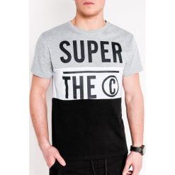 T-shirt męski z nadrukiem S1077 - szary. Szare t-shirty męskie Ombre Clothing, s, z nadrukiem, z bawełny, bez kołnierzyka. Za 13,99 zł.